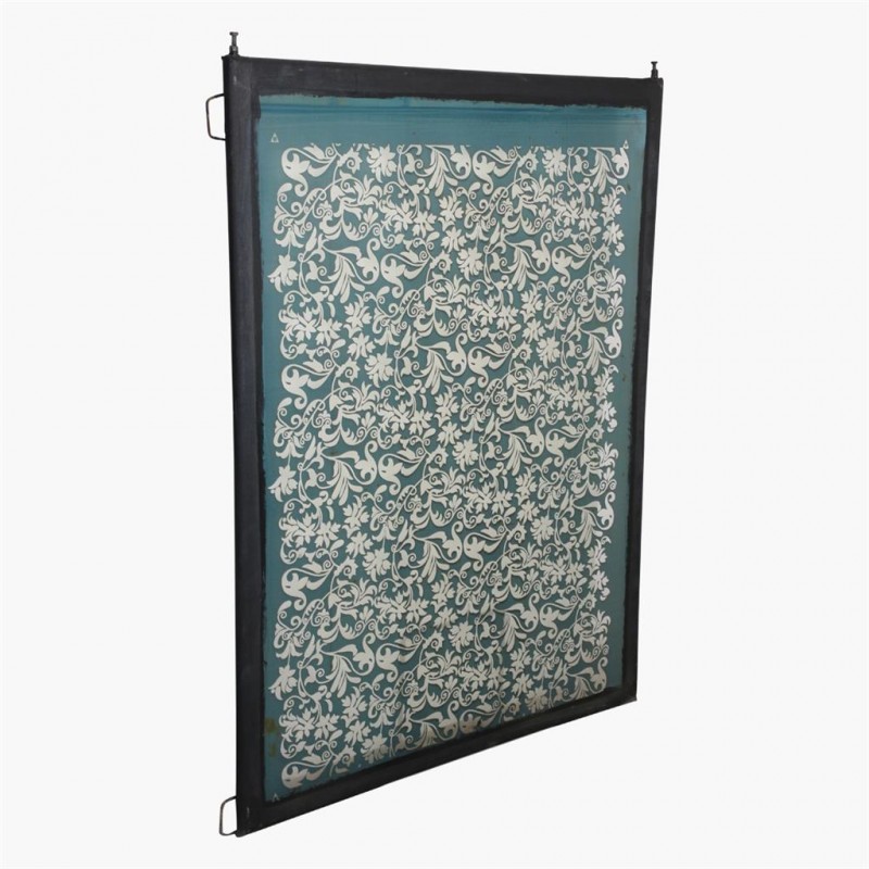 UNIQUE SARI PRINT SCREEN OLD FRAMED LARGE FLOWER 155 - PANELS